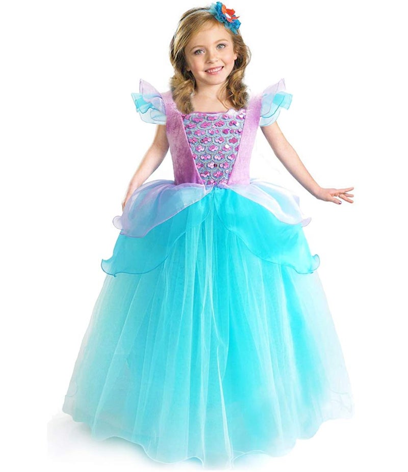 CQDY Ariel Princess Dress Little Mermaid Halloween Costumes Dress Up Party Girls Cosplay Kids Ball Gown - Image 1
